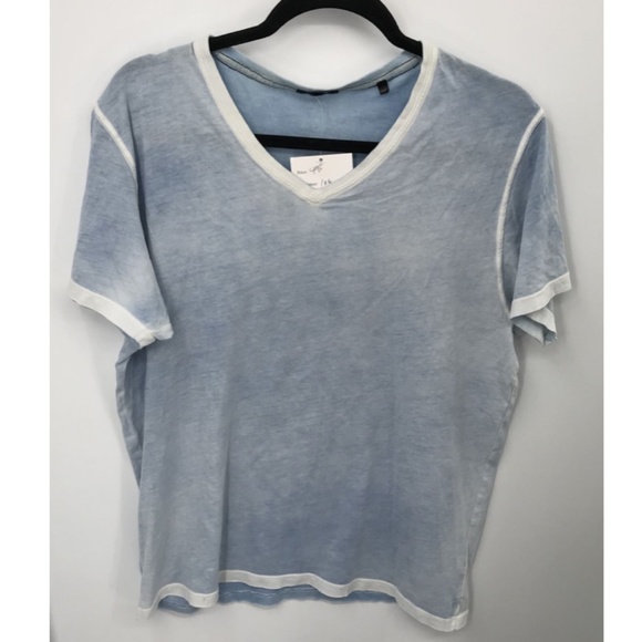 Patrick Assaraf Men's sky blue tie-dye short sleeve v-neck t-shirt sz L - Picture 1 of 4